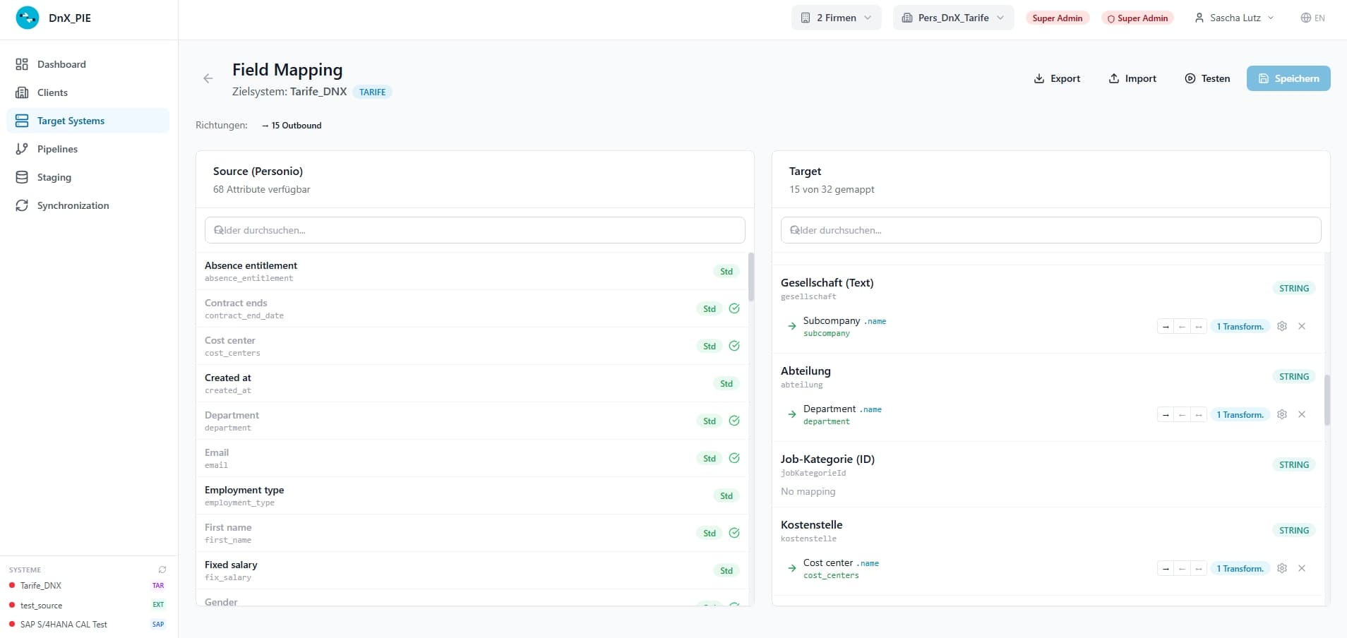 DnX-PIE Field Mapping UI