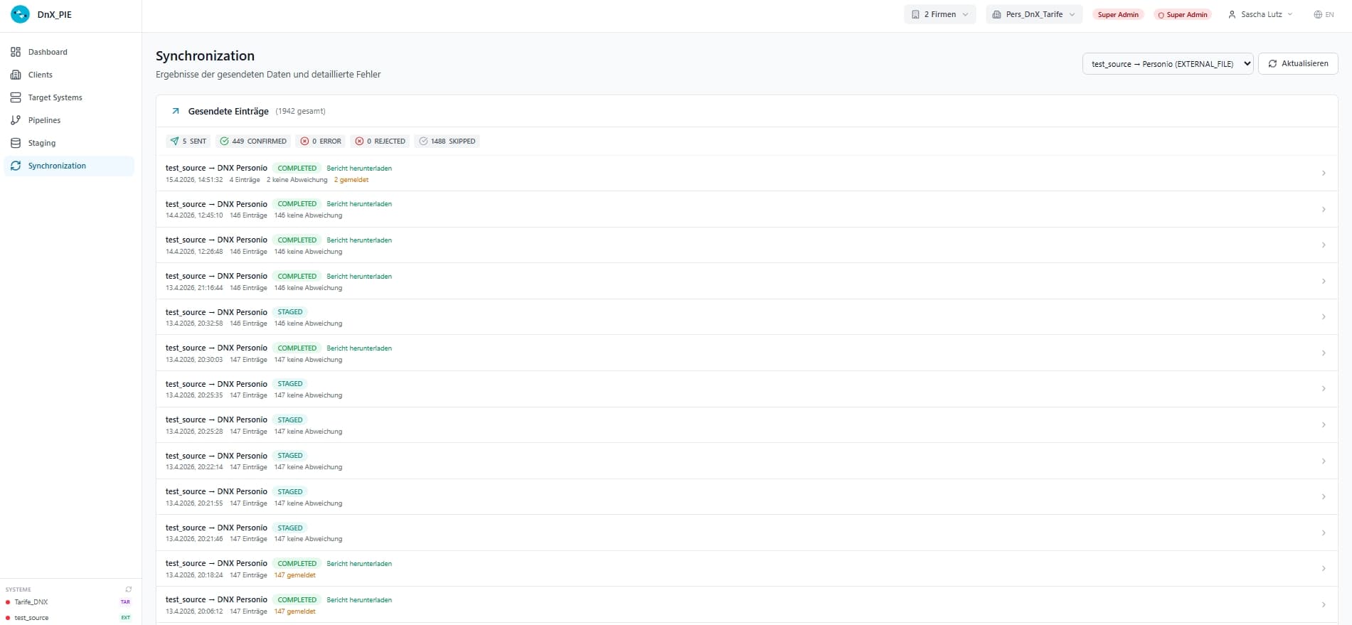 DnX-PIE Synchronization Monitoring